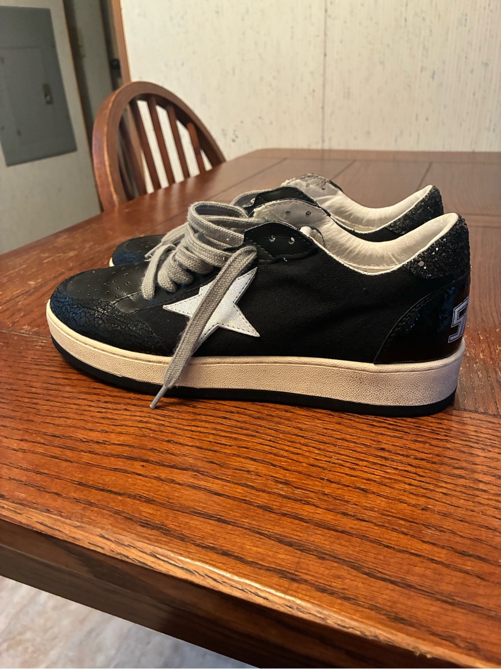 Golden Goose Style Shoes Women’s 40 Ballstar Black Canvas Cracked Upper - Picture 7 of 16